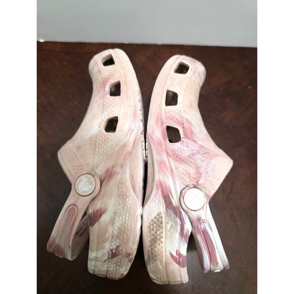 Crocs Girls Classic Clog Sandals Pink Beige Tie-Dye Slip-On Lightweight Water-Re - Picture 5 of 9
